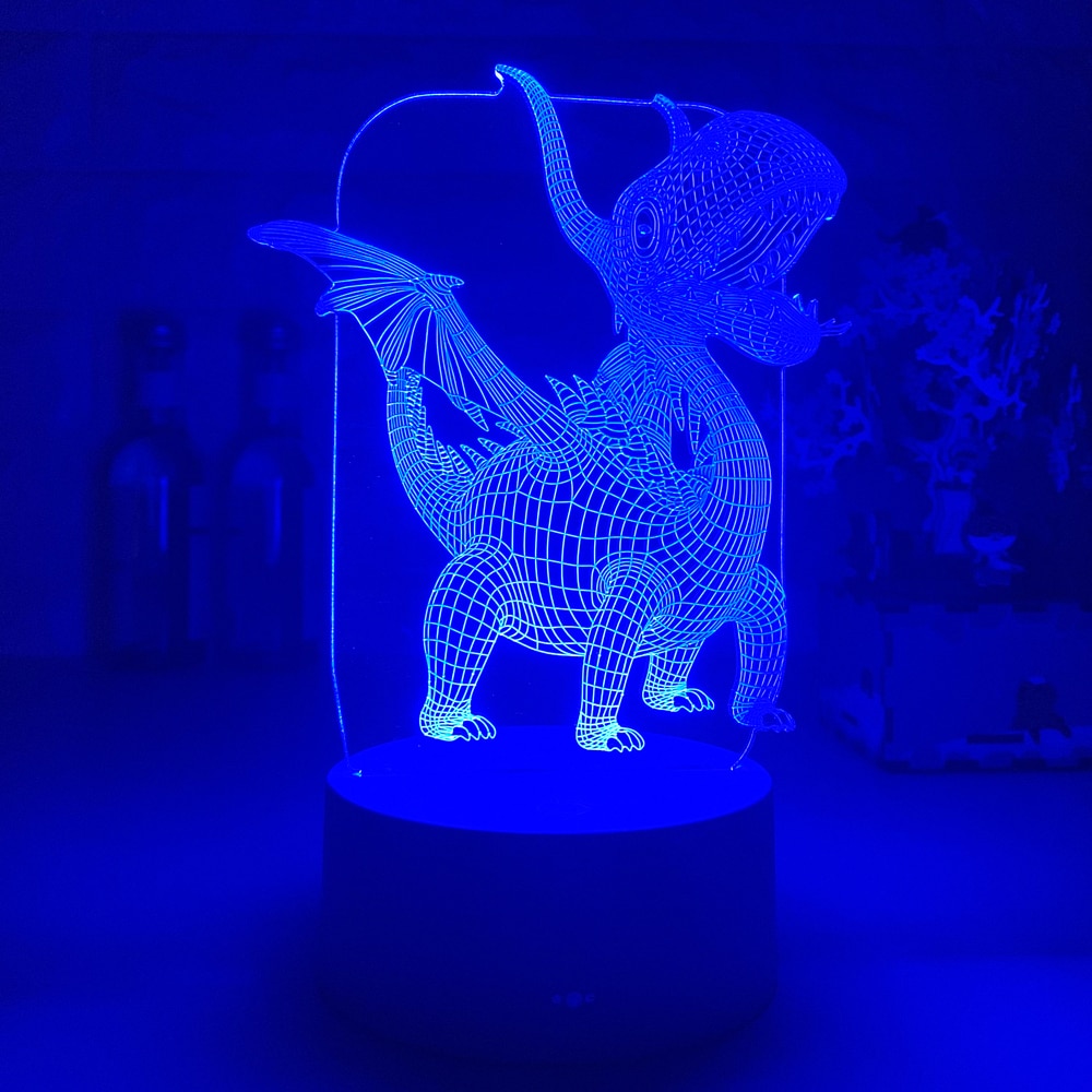 Luz LED dinosaurio 3D en distintos colores decoración