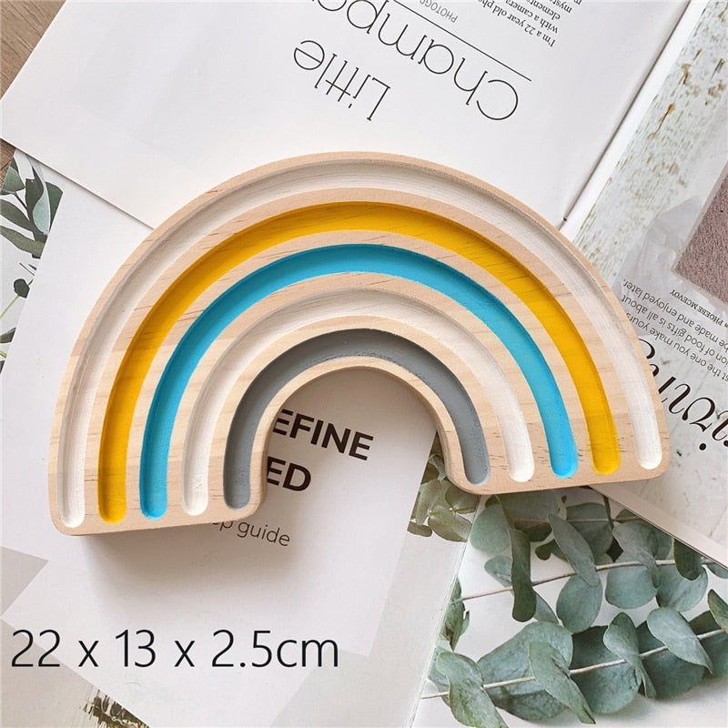 Tablero Arcoíris de madera con colores para habilidades motoras de bebes Montessori