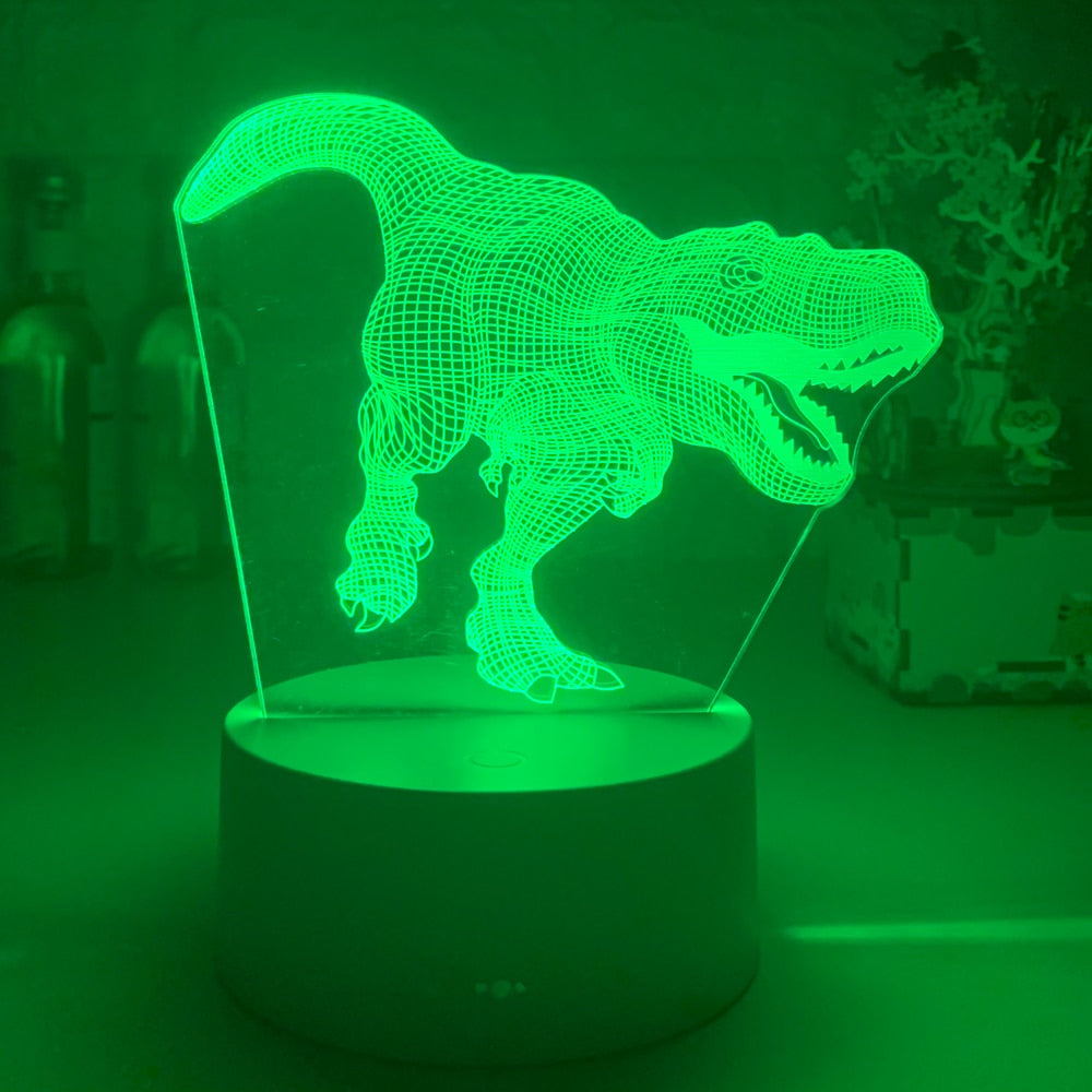 Luz LED dinosaurio 3D en distintos colores decoración