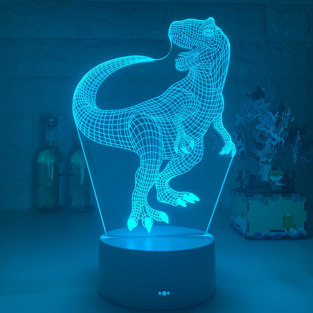 Luz LED dinosaurio 3D en distintos colores decoración