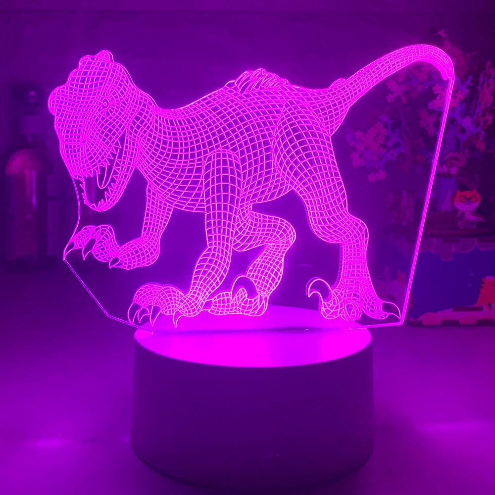 Luz LED dinosaurio 3D en distintos colores decoración