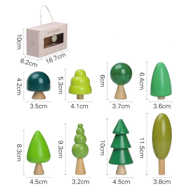 Set Natural de árboles y hongos de madera