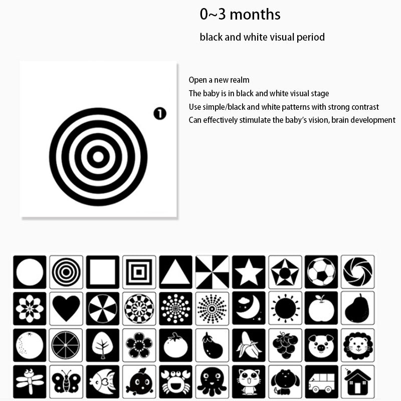 Set de tarjetas de estimulación visual bebés 3-6 meses
